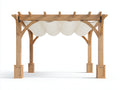 Pergola da giardino-Legno-Tessuto-Metallo-410x300x265 cm-Bianco-Marrone chiaro-Classico con tenda ondulata