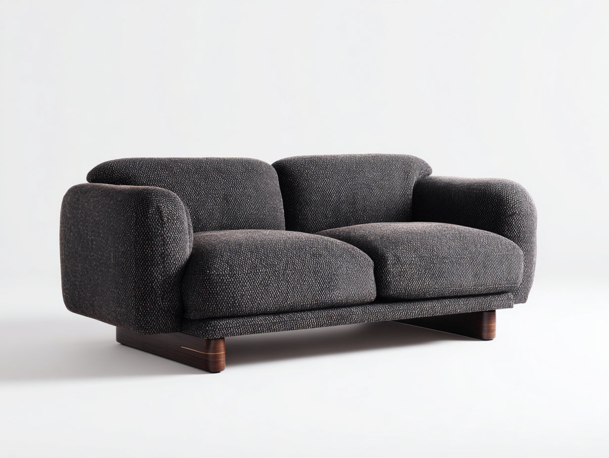 Divano a due posti - tessuto-legno - 176x86x76 cm - grigio scuro - moderno minimalista