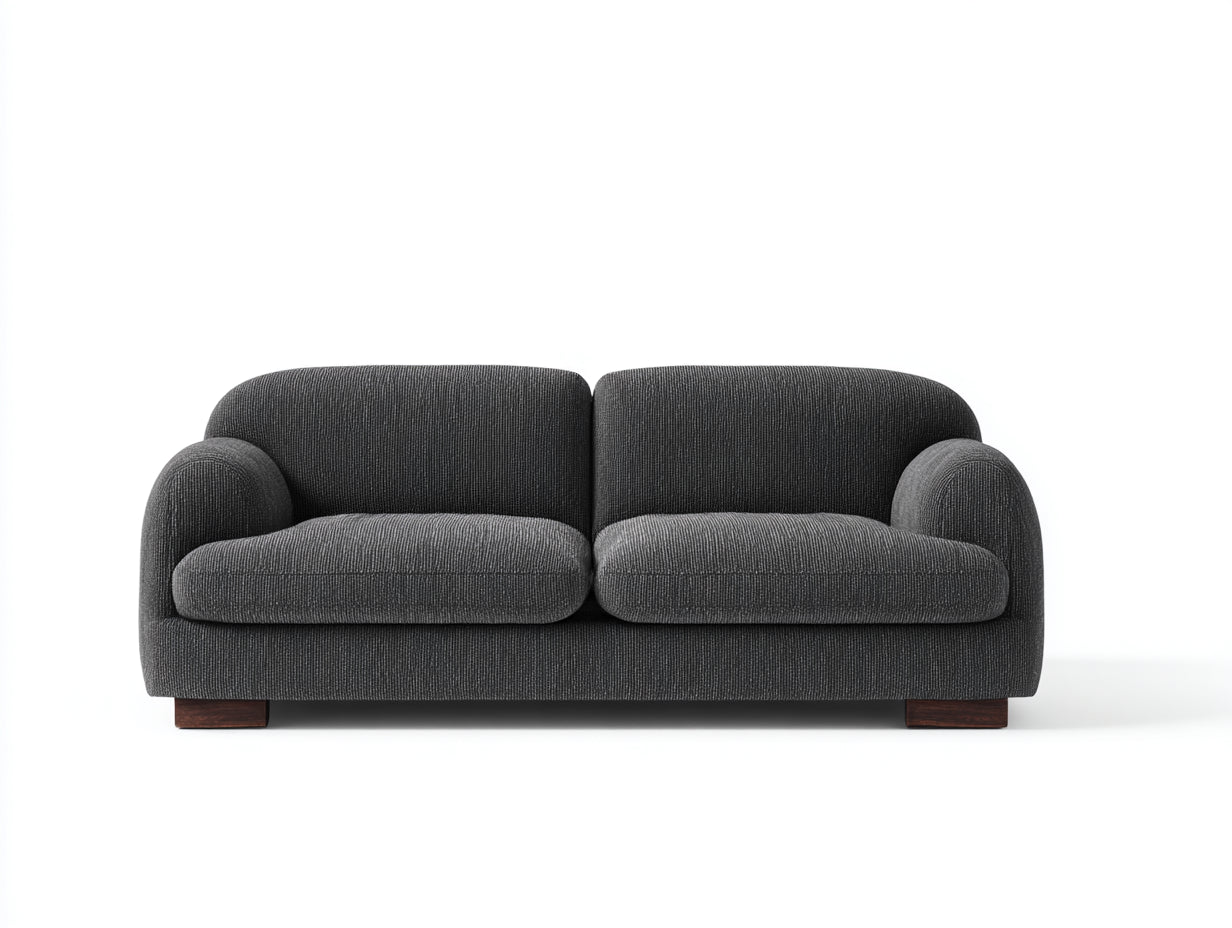Divano a due posti - tessuto-legno - 184x87x78 cm - grigio antracite - moderno essenziale