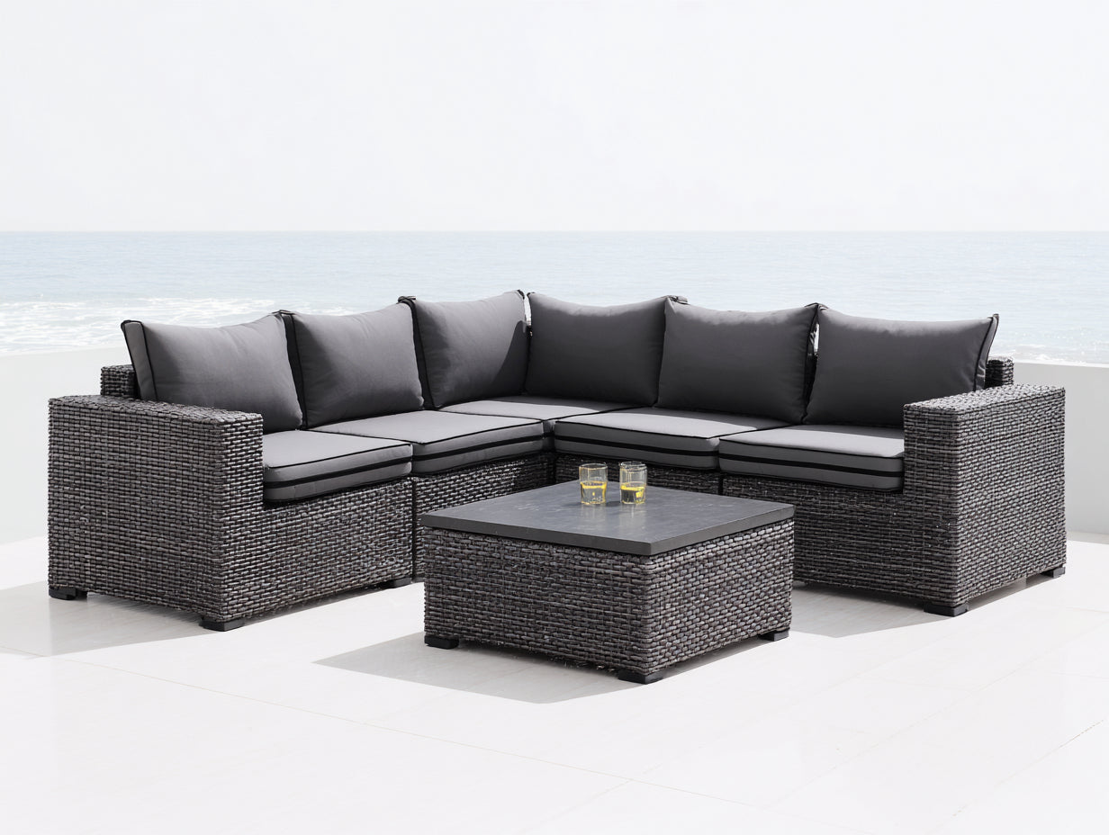 Divani da esterno-Rattan PE-Tessuto-230x230x67 cm-Grigio antracite-design moderno