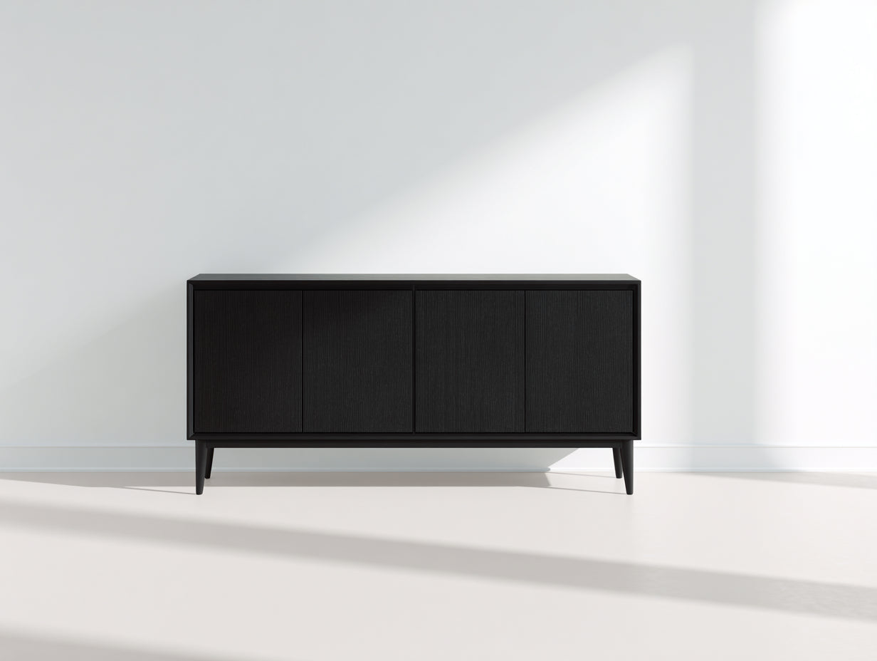 Mobile ingresso- legno-metallo- 200x40x75 cm- nero- stile moderno minimalista