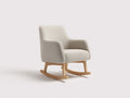 Sedia a dondolo-Tessuto bouclé-Legno-93x79x95 cm-Crema-Naturale-Stile nordico moderno