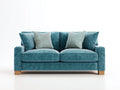 Divano a due posti - velluto a coste-legno - 202x91x84 cm - azzurro turchese - moderno lineare