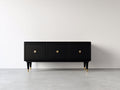 Mobile ingresso- legno-metallo- 180x40x70 cm- nero-oro- stile moderno elegante