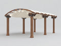 Pergola da giardino-Legno-Tessuto-Metallo-520x360x285 cm-Bianco-Marrone-Classico ad arco