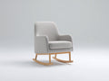 Sedia a dondolo-Tessuto bouclé-Legno-89x78x93 cm-Grigio chiaro-Naturale-Stile moderno