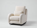Sedia a dondolo-Tessuto bouclé-Legno-100x88x106 cm-Avorio-Marrone scuro-Design imbottito