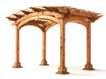 Pergola da giardino-Legno-380x330x275 cm-Marrone miele-Rustico con tetto curvo