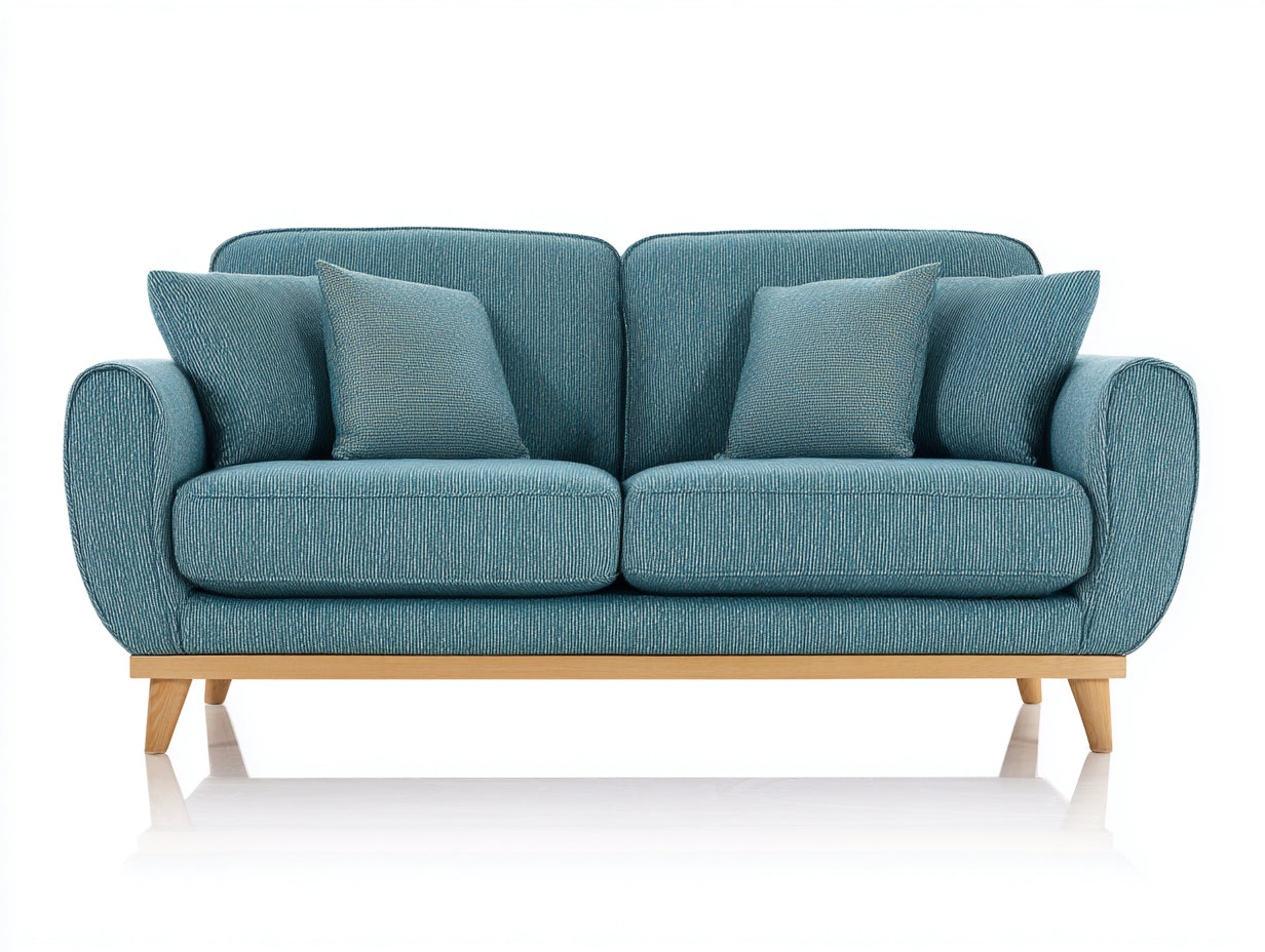 Divano a due posti - velluto a coste-legno - 188x86x82 cm - azzurro turchese - contemporaneo nordico