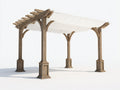 Pergola da giardino-Legno-Tessuto-450x320x275 cm-Bianco-Rovere naturale-Classico con copertura tesa