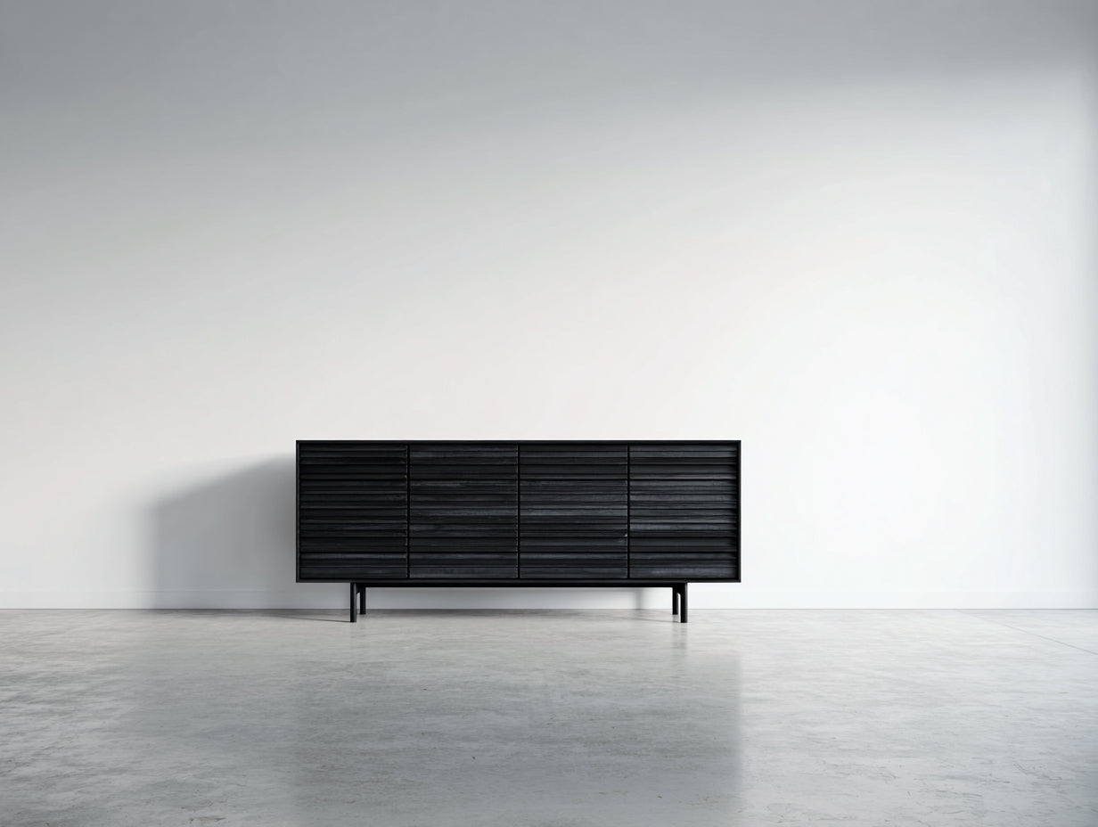 Mobile ingresso-legno-metallo-200x42x78 cm-nero-stile moderno minimal luxury