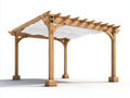 Pergola da giardino-Legno-Tessuto-340x300x265 cm-Bianco-Marrone chiaro-Classico aperto