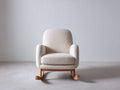 Sedia a dondolo-Tessuto bouclé-Legno-90x78x94 cm-Crema-Naturale-Stile moderno accogliente