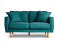 Divano a due posti - tessuto-legno - 196x89x82 cm - verde petrolio - moderno compatto