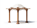 Pergola da giardino-Legno-Tessuto-330x330x275 cm-Bianco-Marrone-Moderno a cupola