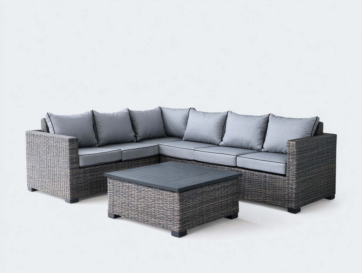 Divani da esterno-Rattan PE-Tessuto-268x190x69 cm-Grigio antracite-Grigio chiaro-design moderno