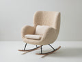 Sedia a dondolo-Tessuto bouclé-Metallo-Legno-96x82x101 cm-Beige crema-Nero-Naturale-Moderno