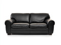 Divano a due posti - pelle-legno - 192x90x80 cm - nero - classico moderno