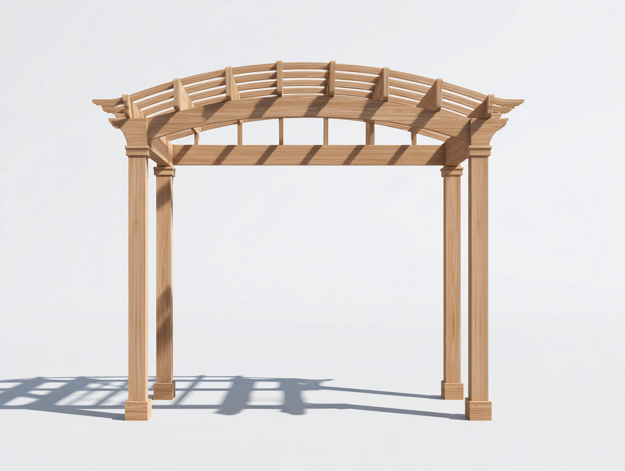 Pergola da giardino-Legno-350x290x285 cm-Marrone naturale-Elegante a volta