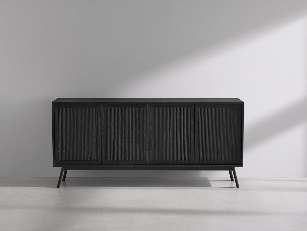 Mobile ingresso- legno-metallo- 190x42x78 cm- nero- stile moderno minimalista