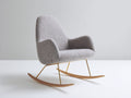 Sedia a dondolo-Tessuto bouclé-Metallo-Legno-94x79x95 cm-Grigio-Naturale-Oro-Stile moderno