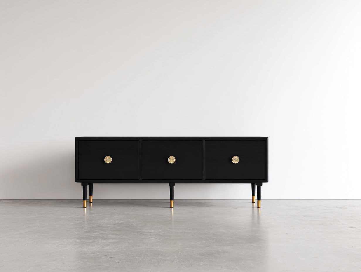 Mobile ingresso- legno-metallo- 180x40x70 cm- nero-oro- stile moderno elegante