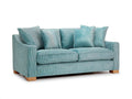 Divano a due posti - velluto a coste-legno - 206x94x86 cm - azzurro turchese - moderno confortevole