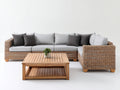 Divani da esterno-Rattan PE-Tessuto-Legno-265x205x73 cm-Beige chiaro-Grigio chiaro-design moderno