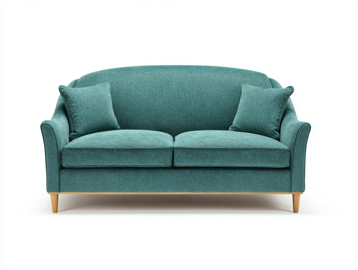 Divano a due posti - tessuto-legno - 186x87x81 cm - verde acqua - classico moderno