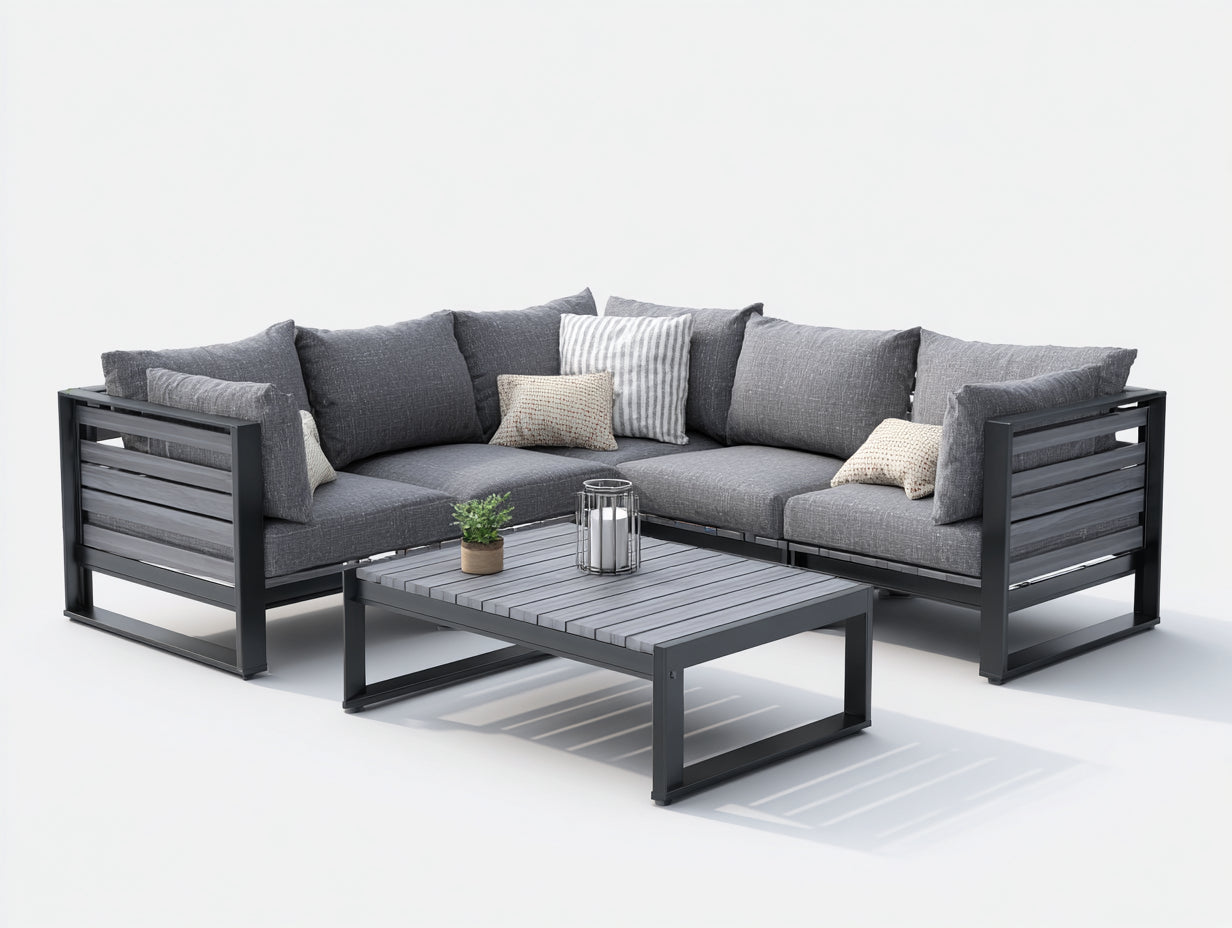 Divani da esterno-Metallo-Tessuto-250x250x72 cm-Grigio antracite-design moderno