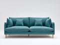 Divano a due posti - tessuto-legno - 208x91x84 cm - blu petrolio - moderno morbido